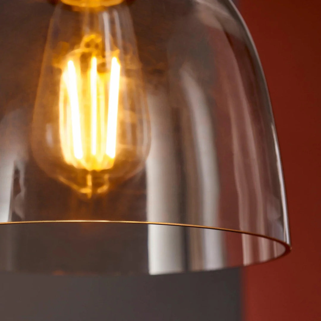 Readium getintelde glazen hanglamp - minimalistische koepelkap verstelbaar voor keukeneiland en eetkamer