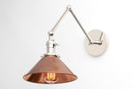 Load image into Gallery viewer, Conique Metal Industrial Wall Sconce with Adjustable Arm - Vintage Copper Cone Shade for Task Lighting

