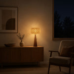 Cargar imagen en el visor de la Galería, Natural woven table lamp in a calm interior corner