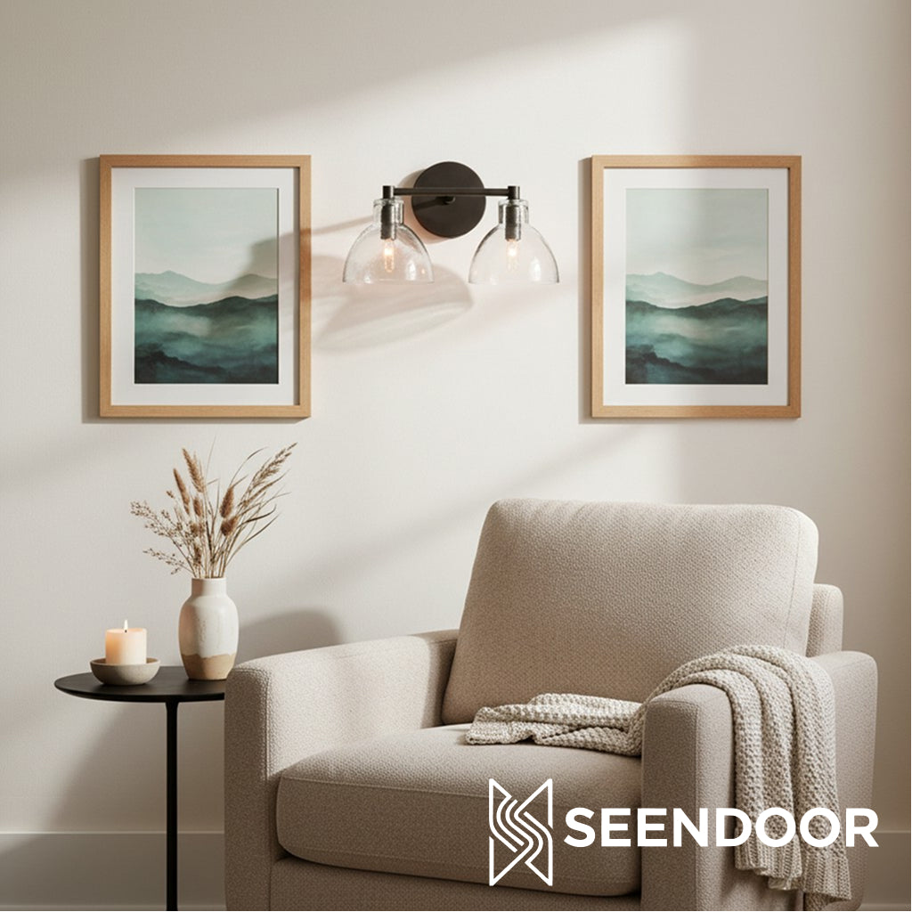 Glavira gerecyclede glazen dubbele wandlamp - binnen messing wandverlichting