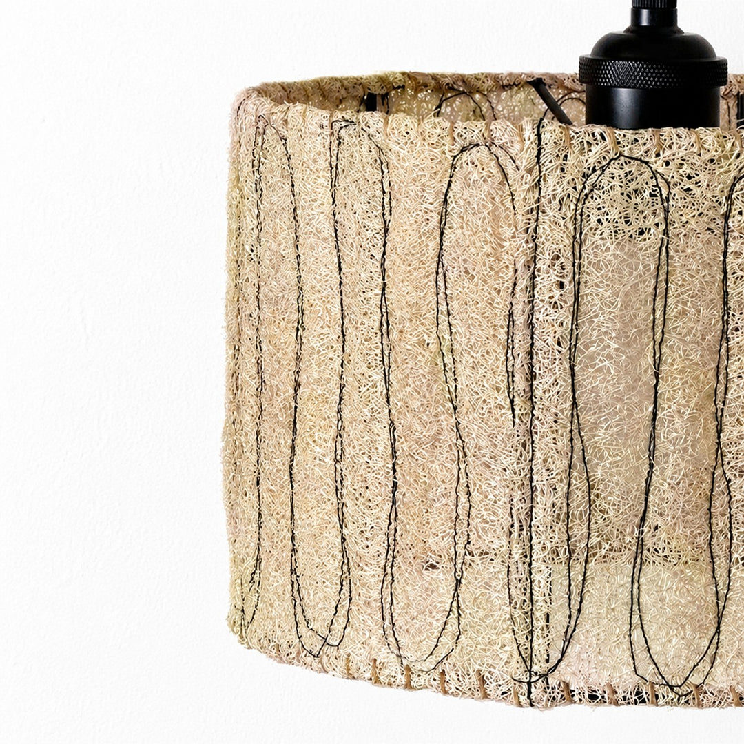 Lampada a sospensione in luffa naturale - paralume intrecciato organico per sala da pranzo
