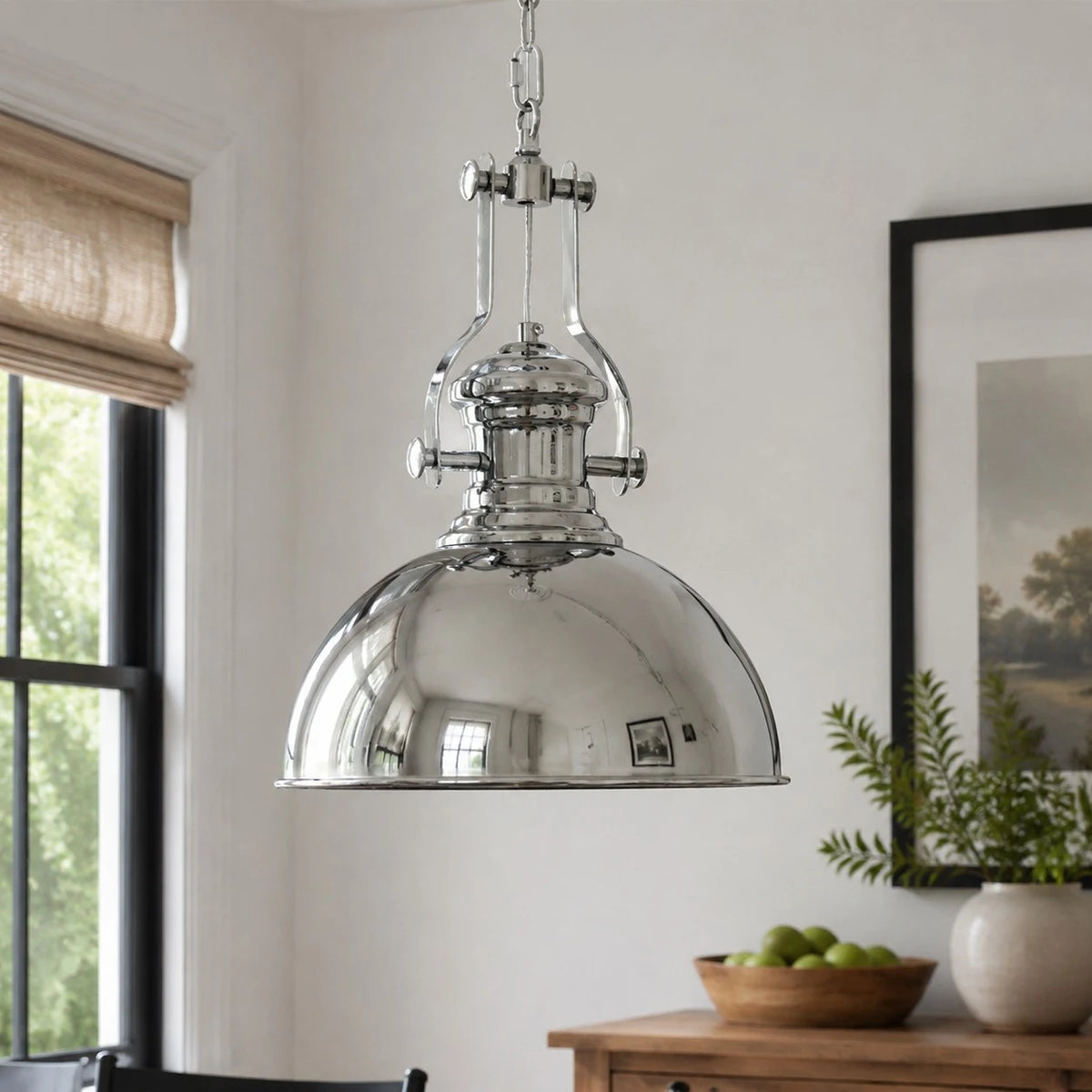 Bauhaus chrome dome pendant light