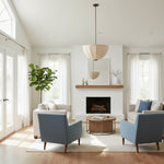 Bild in der Galerieansicht laden, Lumarys Pendel- / Deckenleuchte – Botanisch inspirierter Leinen-Schirm für Essbereich oder Wohnzimmer