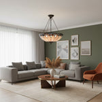 Afbeelding laden in galerijweergave, TF Brooklyn omgekeerde hanglamp – Deco glazen hanglamp met verstelbare ketting voor woonruimtes