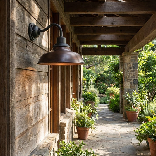 Velara Aplique de Pared Industrial con Cúpula – Luz Metálica Vintage con Cuello de Ganso para Porche o Patio