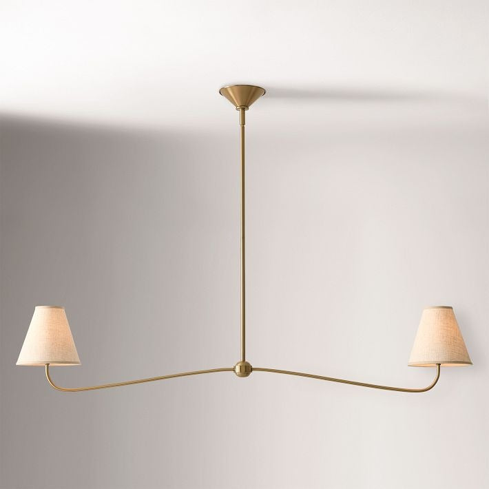Fibura Metal Modern Linen Shade Linear Chandelier - Clean Lines