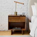 Load image into Gallery viewer, Moss Modern Linear Wood LED Table Lamp – Adjustable Swivel, USB Charging
