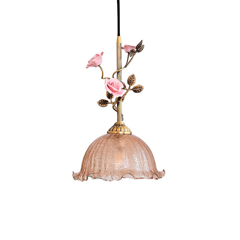 Lalique Rosen Glas Pendelleuchte