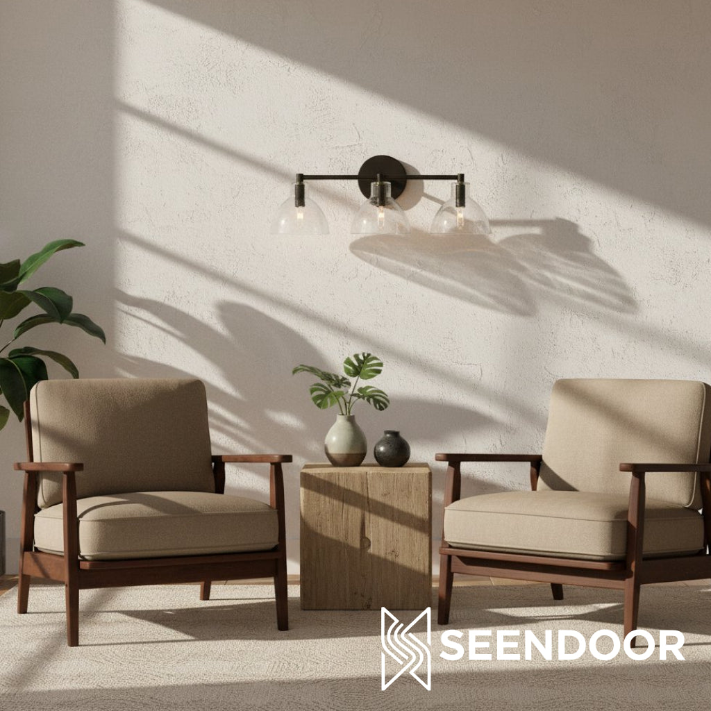 Glavira gerecyclede glazen dubbele wandlamp - binnen messing wandverlichting