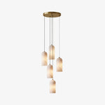 Load image into Gallery viewer, Alabresca Mid Century Alabaster Pendant Light – Multi Head Hanging Lamp for Kitchen Island