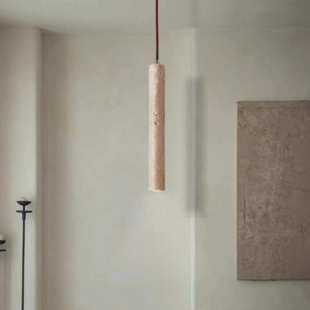 Gemarmerde Travertijn Cilinder Moderne Hanglamp