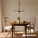 Afbeelding laden in galerijweergave, Eira Mid-Century Modern 3-lichts glazen hanglamp met komvormige kap