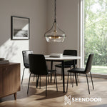 Afbeelding laden in galerijweergave, Eira Mid-Century Modern 3-lichts glazen hanglamp met komvormige kap