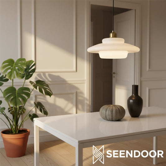 Suspension en verre lait Daphne – Lampe suspendue moderne et minimaliste pour cuisine et salle à manger