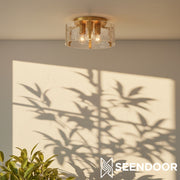 Lucien Moderne Golfglas Trommel Plafondlamp