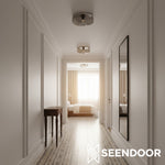 Afbeelding laden in galerijweergave, Cocytus Mid-Century Moderne Drum Watergolf Glas Plafondlamp