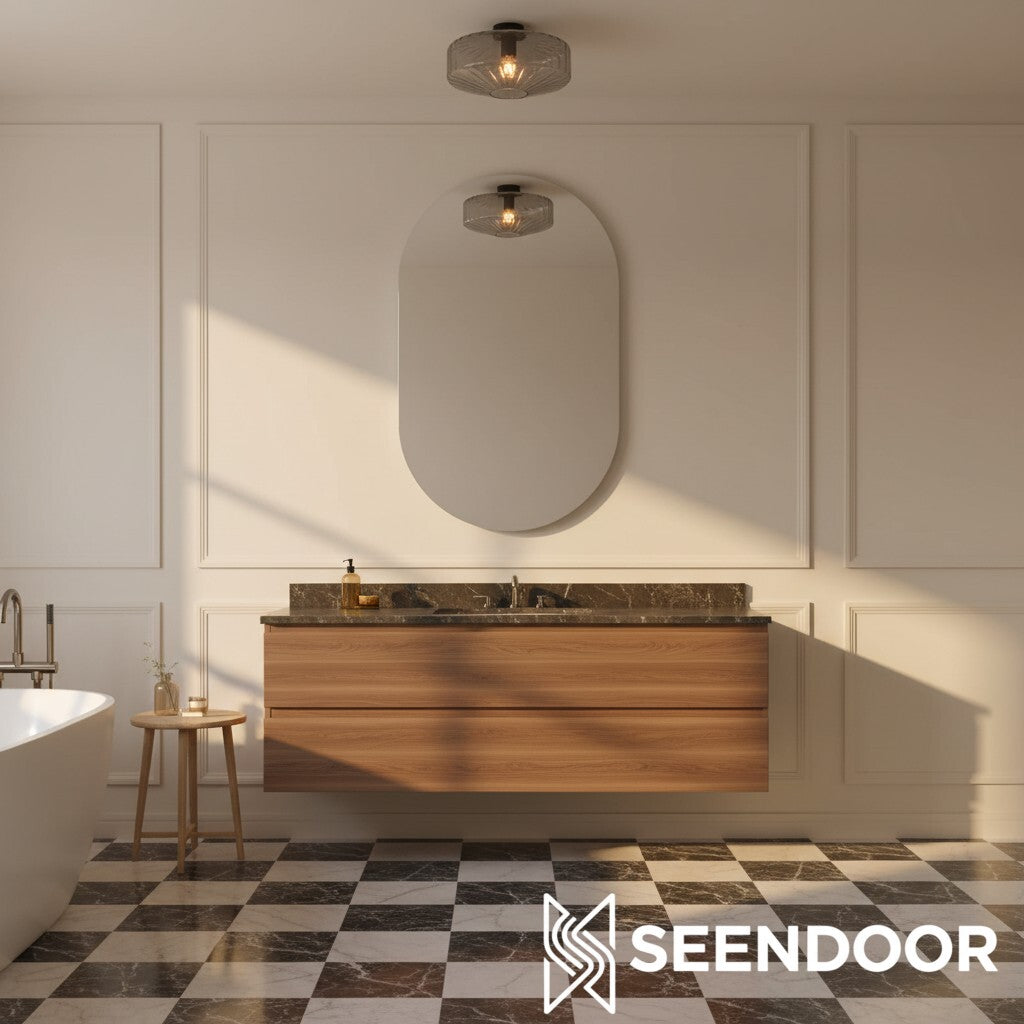 Cocytus Mid-Century Moderne Drum Watergolf Glas Plafondlamp