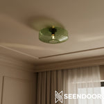 Afbeelding laden in galerijweergave, Cocytus Mid-Century Moderne Drum Watergolf Glas Plafondlamp