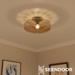 Afbeelding laden in galerijweergave, Cocytus Mid-Century Moderne Drum Watergolf Glas Plafondlamp