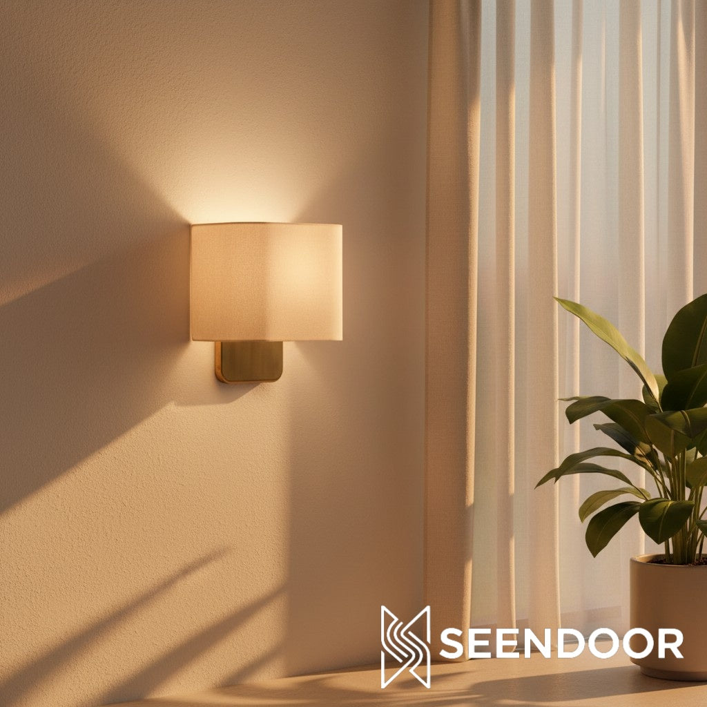 Maris Moderne Linnen Kap Metalen Wandlamp