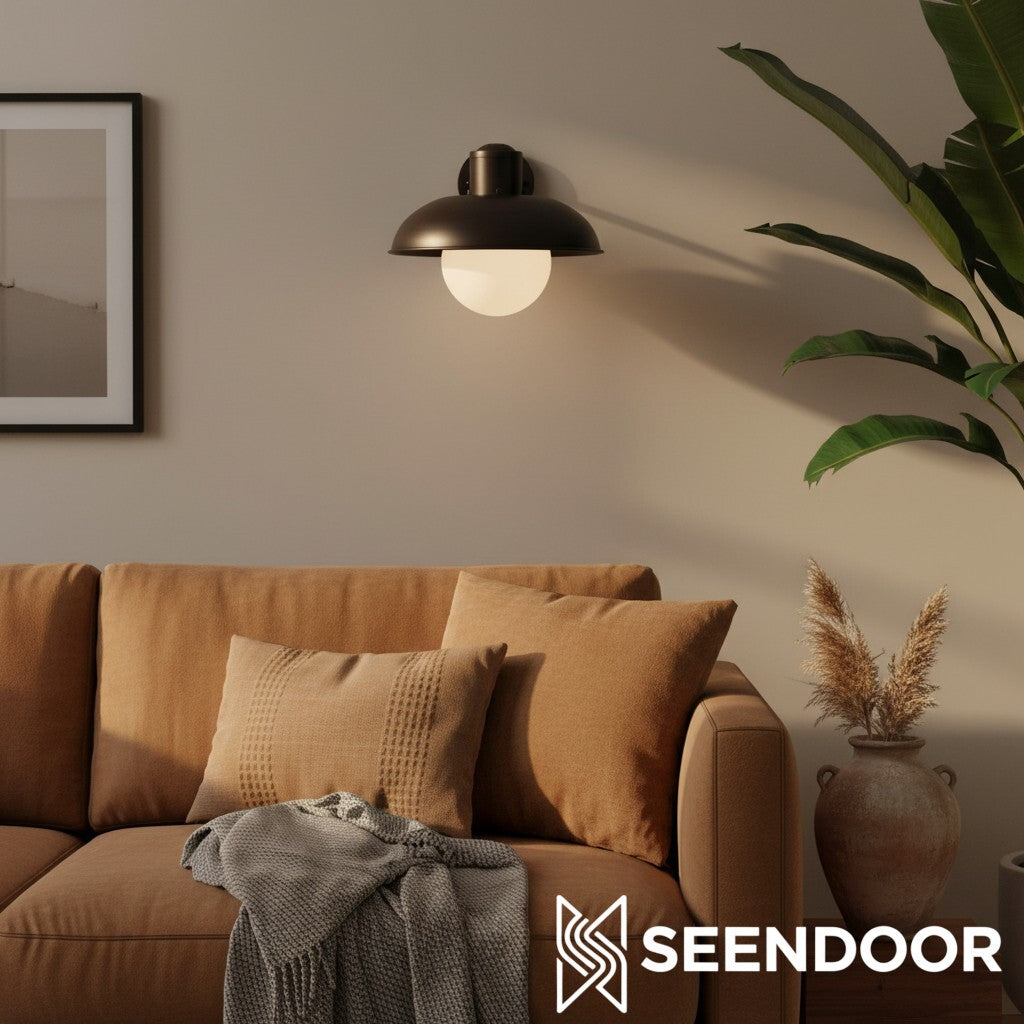 Harlan industriële melkglas wandlamp