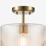 Afbeelding laden in galerijweergave, Calliope geribbelde heldere glazen plafondlamp flush