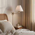 Afbeelding laden in galerijweergave, Arlington linnen kap metalen scharnierende wandlamp