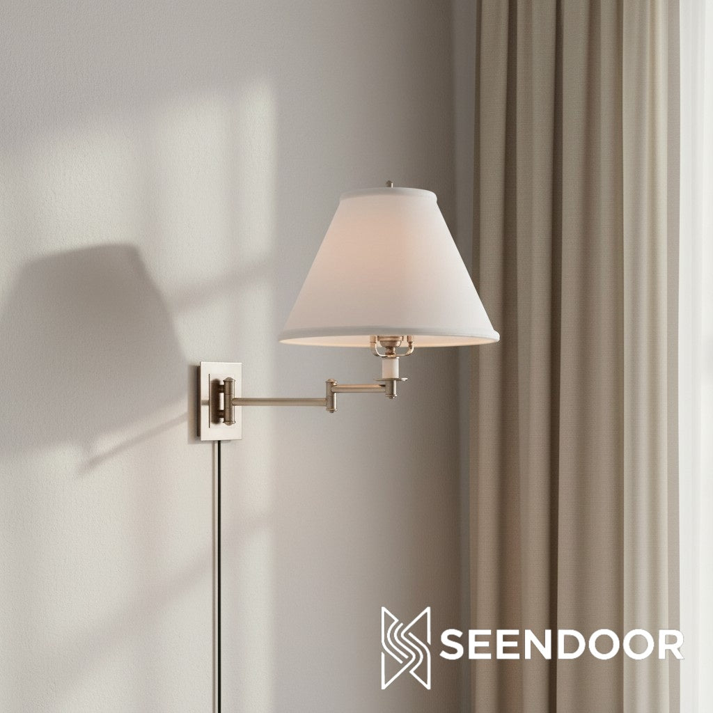 Arlington linnen kap metalen scharnierende wandlamp