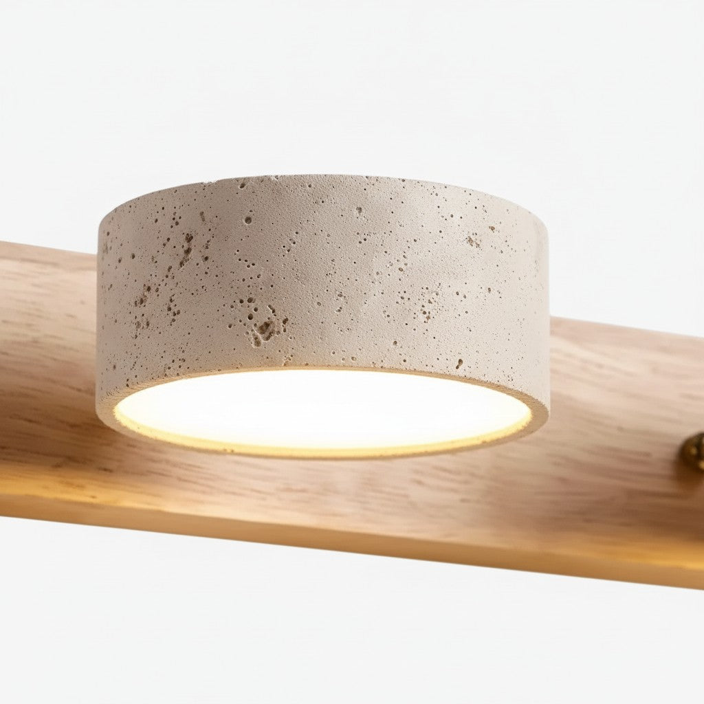 Elias Rustieke Verstelbare Travertijn Houten Wandlamp