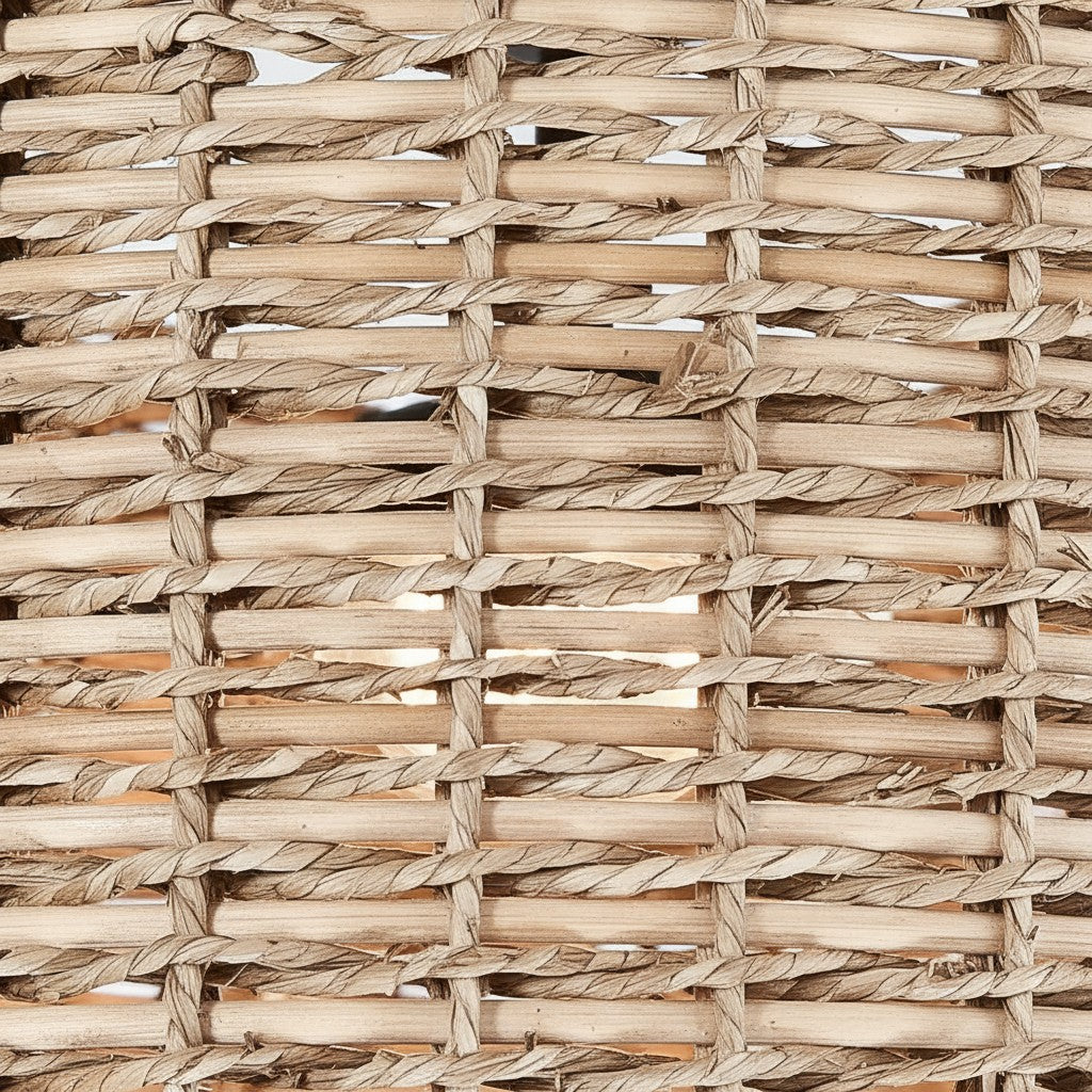 Lannister Coastal 2-licht semi-opbouw plafondlamp met handgeweven trommelkap voor slaapkamer