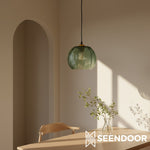 Afbeelding laden in galerijweergave, Aria Moderne Ribbelglas Bol Hanglamp