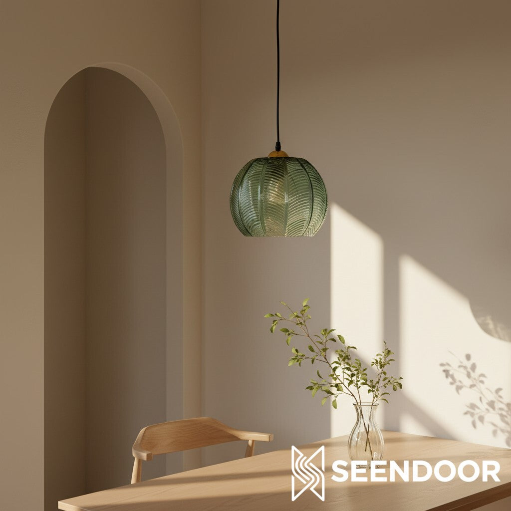 Aria Moderne Ribbelglas Bol Hanglamp