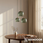 Afbeelding laden in galerijweergave, Aria Moderne Ribbelglas Bol Hanglamp