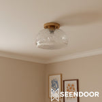 Afbeelding laden in galerijweergave, Ixionis Geëtst Gegraveerd Patroon Glas Opbouw Plafondlamp