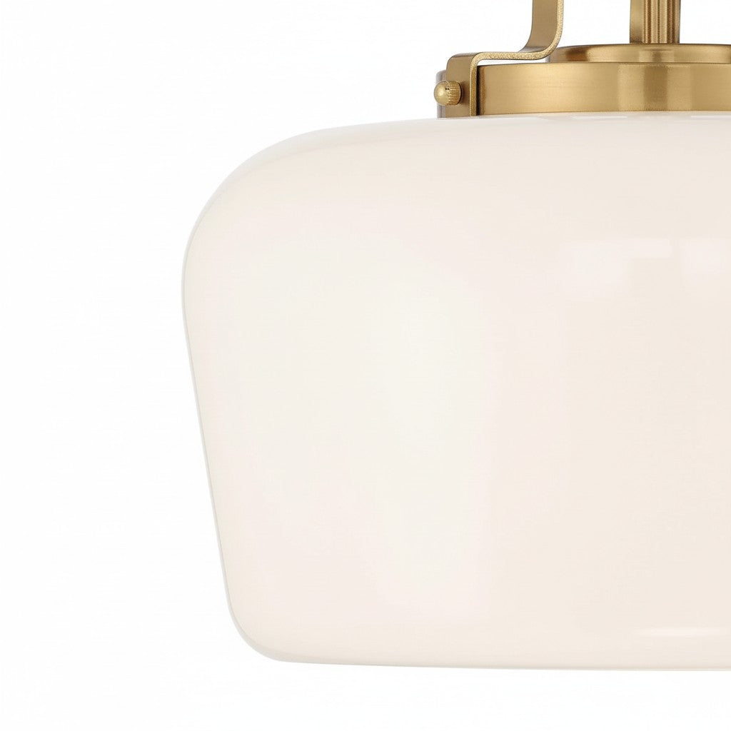 Moderne antiek messing opaalwit glazen kap hanglamp keuken eiland