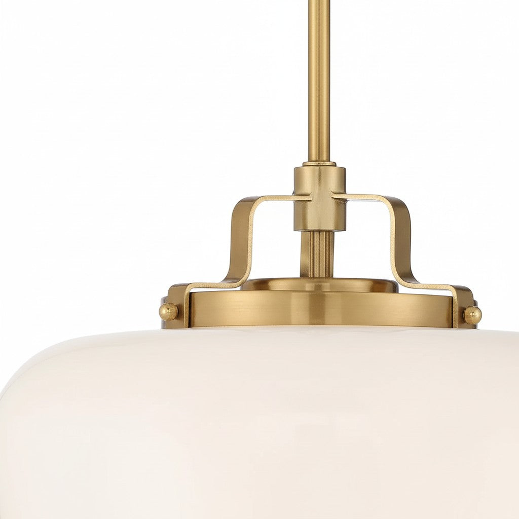 Moderne antiek messing opaalwit glazen kap hanglamp keuken eiland