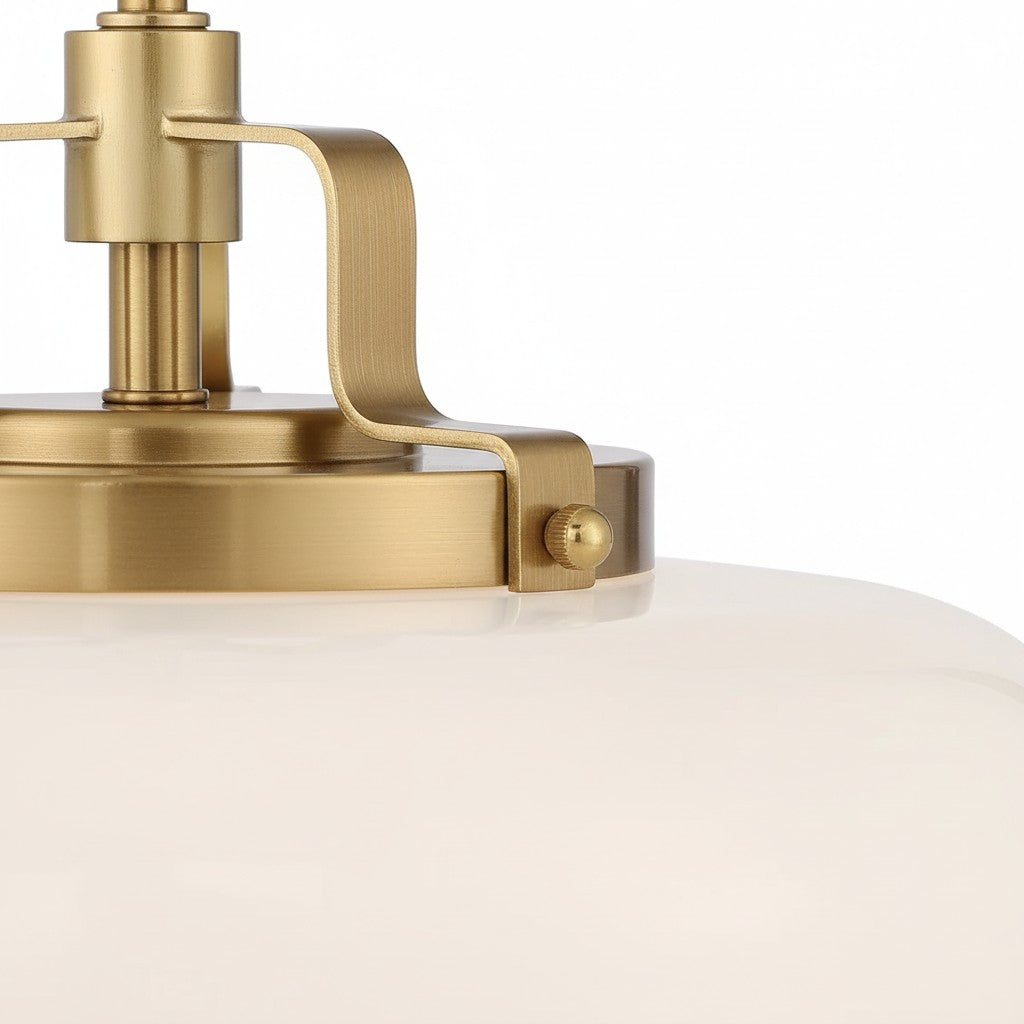 Moderne antiek messing opaalwit glazen kap hanglamp keuken eiland