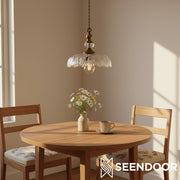 Verdoma Vintage messing heldere glazen hanglamp - Bloemvormige hanglamp voor eet- en woonruimtes