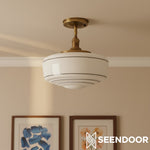 Afbeelding laden in galerijweergave, Talos Mid-Century Modern Ronde Glazen Opbouwlamp