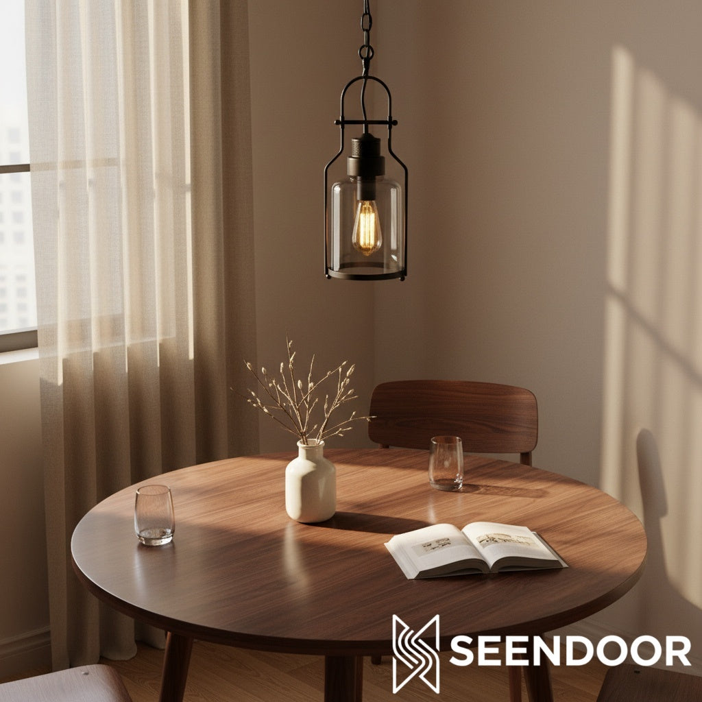 Morris Retro Industrial Metal Glass Pendant Light