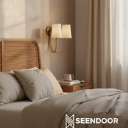 Hollis Nowoczesny Elegancki Podwójny Kinkiet z Lnianym Kloszem