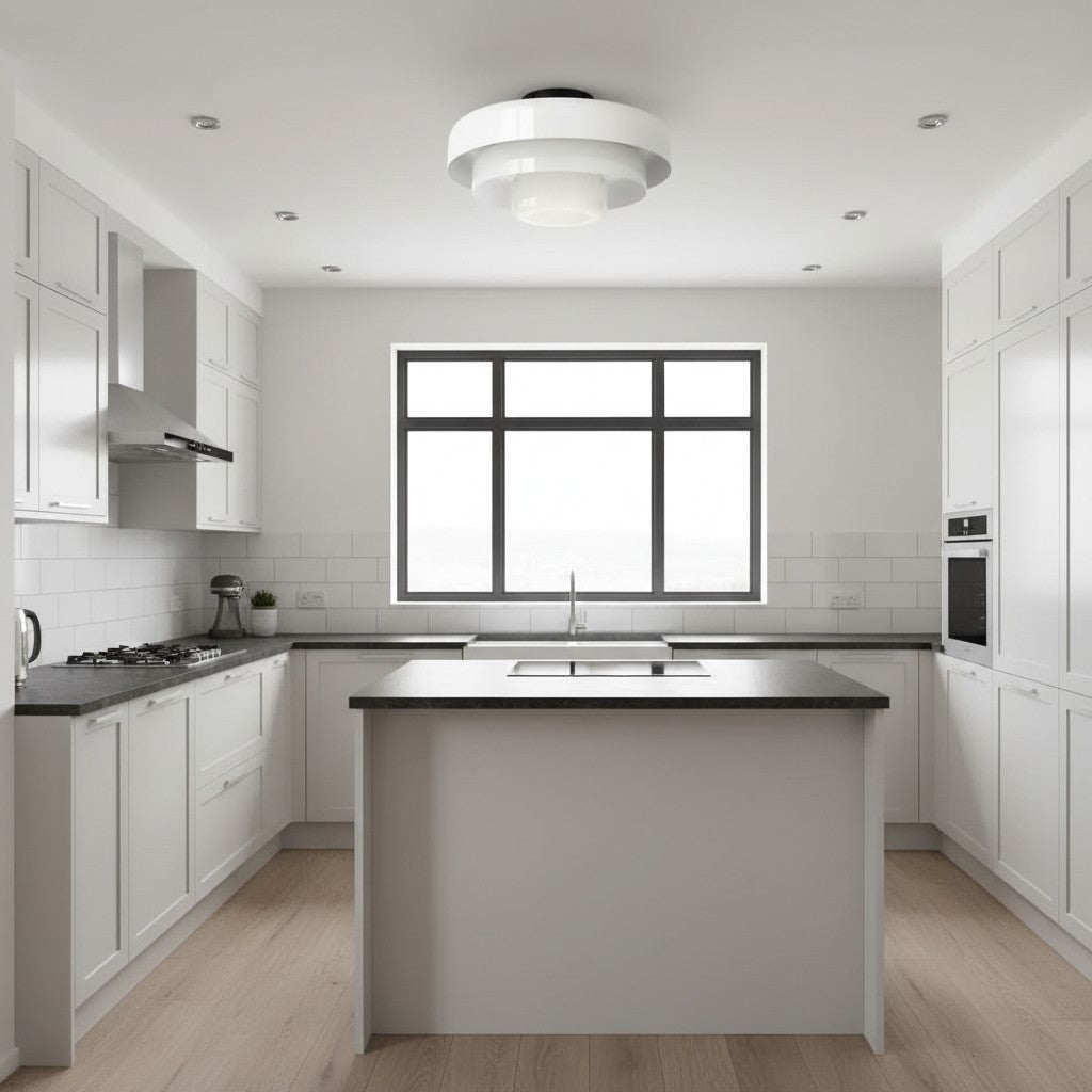 Lámpara de Techo Redonda en Capas Colorida Veleora - Luminaria de Metal Estilo Bauhaus para Iluminación Interior de Dormitorio y Cocina