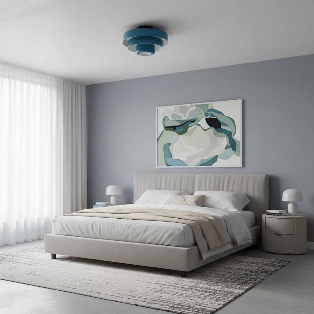 Lámpara de Techo Redonda en Capas Colorida Veleora - Luminaria de Metal Estilo Bauhaus para Iluminación Interior de Dormitorio y Cocina