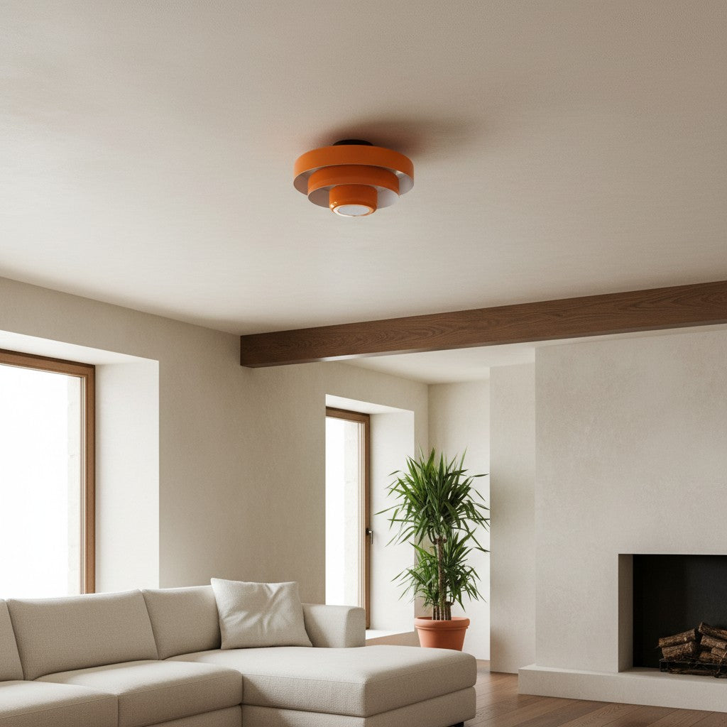 Lámpara de Techo Redonda en Capas Colorida Veleora - Luminaria de Metal Estilo Bauhaus para Iluminación Interior de Dormitorio y Cocina