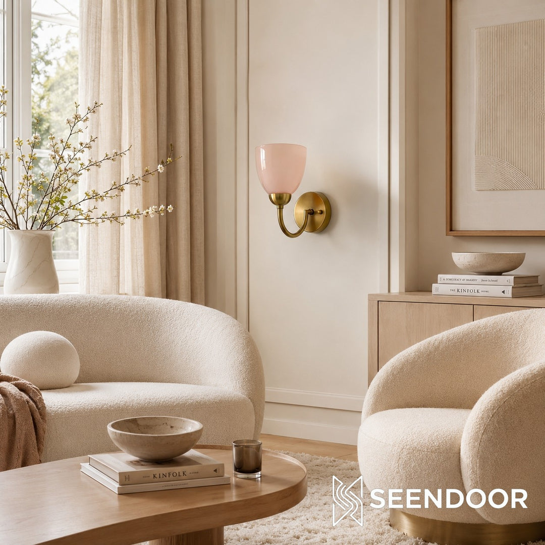 Mild Velin Wall Lamp – Brass and Frosted Glass Wall Sconce for Bedroom and Living Room