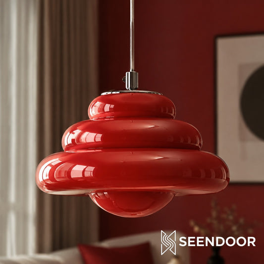 Bomiello Modern Layered Glass Pendant Light - Sculptural Minimal Light for Living Room or Bedroom