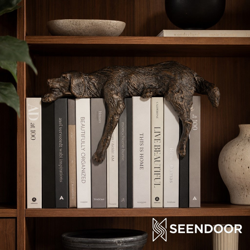 Floxo Lazy Dog Sculpture – Geometric Iron Design Modern Home Decor for Living Rooms and Offices