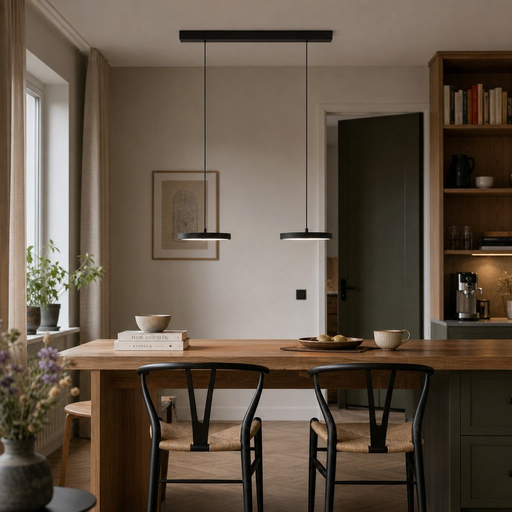 Evanos Disc Design Pendant Light – Sculptural Iron Disc Style for Modern Dining Room
