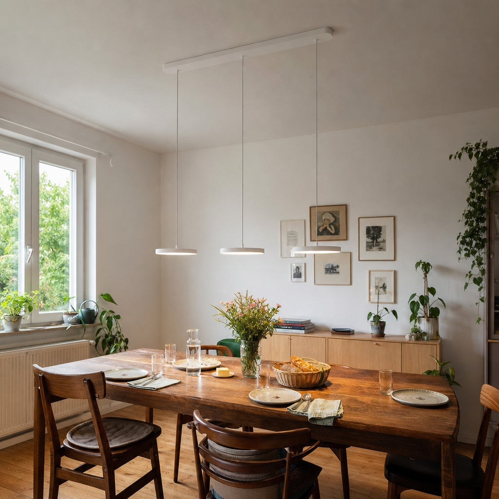 Evanos Disc Design Pendant Light – Sculptural Iron Disc Style for Modern Dining Room