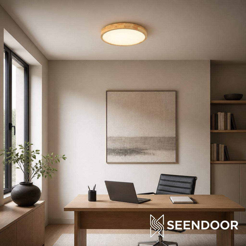 LignoForma Architektonische Holzdeckenleuchte – Mehrformige LED-Aufbauleuchte für Schlafzimmer und Kreativräume